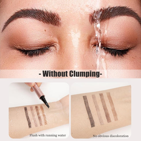 Magic Eyebrow Pencil, Waterproof Microblading Pen for Women, 4 Fork Tip for Natural-Looking Defined Brows (Dark Brown)