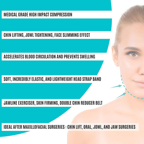 Post Surgery Chin Compression Garment, Chin Strap Band, Face Lift Kit for Jowl Tightening (Beige)