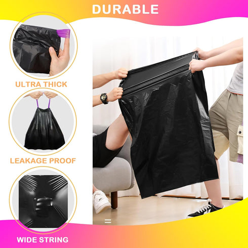 Homifest 8 Bags,80 Count Gallon Drawstring Trash Black