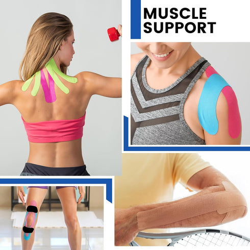 NUITPY 16 16 2 inch 16.4 Rolls Kinesiology Tape, Colors x Feet Waterproof Athletic Tape, Uncut Kinetic Tape, Elastic