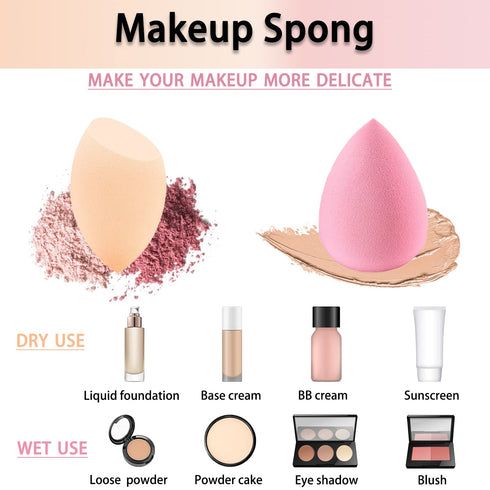 Makeup Brush Set, Professional Blending Brush and Sponges, 5 Piece Kabuki Foundation Brush Set
