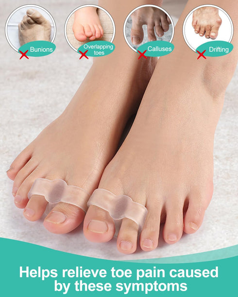 Bunion Toe Corrector (10 Pack), Gel Toe Separators with 2 Loops for Big Toe, Bunion Pain Relief, Hammer Toe