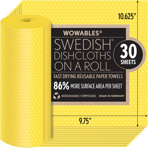 LOLA Swedish Dishcloths for Kitchen, 30 Pack, Ultra Absorbent Eco-Friendly Cleaning Cloths, Made in Germany