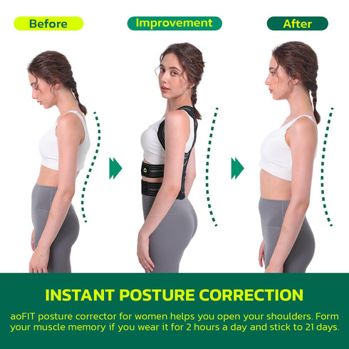 Back Brace Posture Corrector for Women and Men, Adjustable Full Back Support, Muscle Memory Support Straightener, Pain