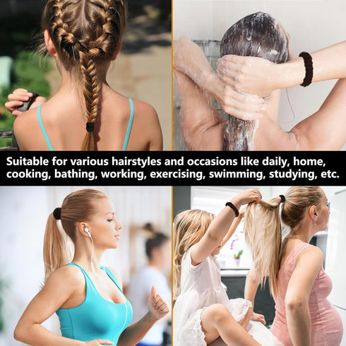 No Damage Soft Polyester Hair Ties, No Tug Scrunchies Hair Bands with Strong Elasticity