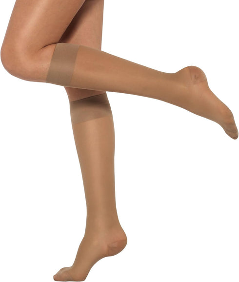 Healthweir Sheer Graduated Compression Knee High Stockings for Women, 15–20 mmHg Support Socks (5, Black)