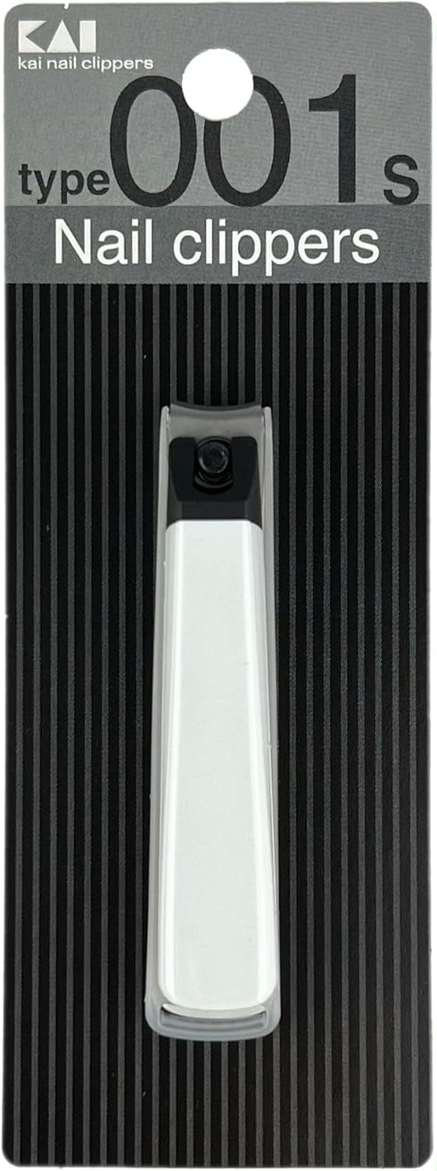 Kai Nail Clippers Type 001S White Stainless Steel Fingernail Toenail Clipper with File & Catcher, Made in Japan