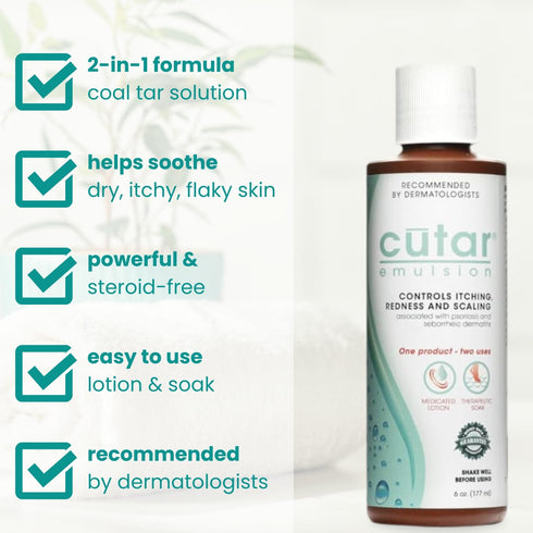 Emulsion Cream - Coal Tar Lotion for Eczema, Psoriasis, Dermatitis Relief, Soothes Itchy Skin