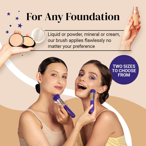 Keshima Neon Purple Large Flat Top Kabuki Foundation Brush - Premium Makeup Brush for Liquid, Cream, Powder, 1.6" Top