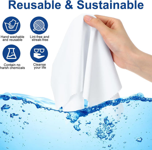 Frienda 12 Pack Large Microfiber Glass Cleaning Cloths, 12 x 12 Inch for Eyeglasses, Screens, and Lenses