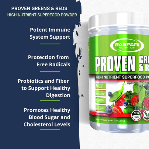 Gaspari Nutrition Greens and Reds: Organic Superfood Powder, Vegan & Non-GMO, Immune Support, Probiotics and Fiber (30
