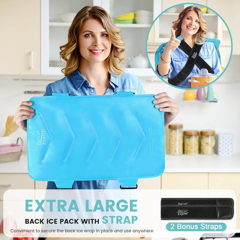 Relief Expert Extra Large Back Ice Pack (13”x21”), Reusable Ice Wrap for Back Pain Relief, Cold Compress Therapy