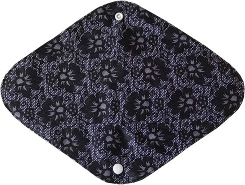 MUMBABY 5 (12 inch)) Pieces Charcoal Bamboo Mama Cloth/Menstrual Pads/Reusable Sanitary Pads (Black lace, Heavy