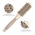 Round Brush with Boar Bristles - 1 inch Barrel, Nano Thermal Ceramic Ionic Tech for Straightening, Gold