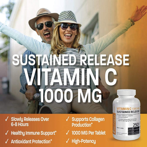 Bronson Vitamin C 1000 mg, 250 Tablets, Sustained Release Premium Non-GMO Ascorbic Acid