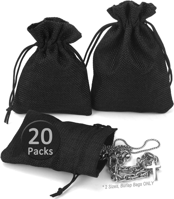 Burlap Drawstring Bags Set - 20 Sacks for Small Favor, Gift, Treat, Goodie, Jewelry, Mini Decor, Craft, Candy, Tea