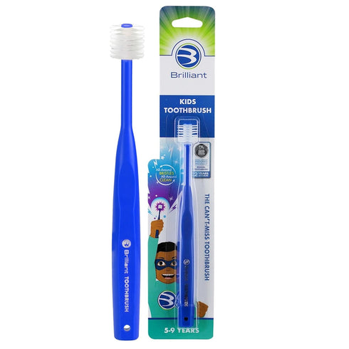 Brilliant Oral Care Kids Toothbrush, Soft Bristles, Round Head, Royal Blue, Ages 5-9 Years, 1 Pack