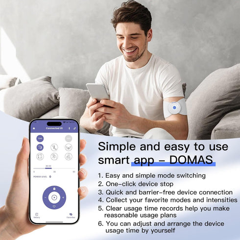 Wireless TENS & EMS Unit Back Pain Relief Massager - APP Controlled Bluetooth EMS Muscle Stimulator Machine for Back