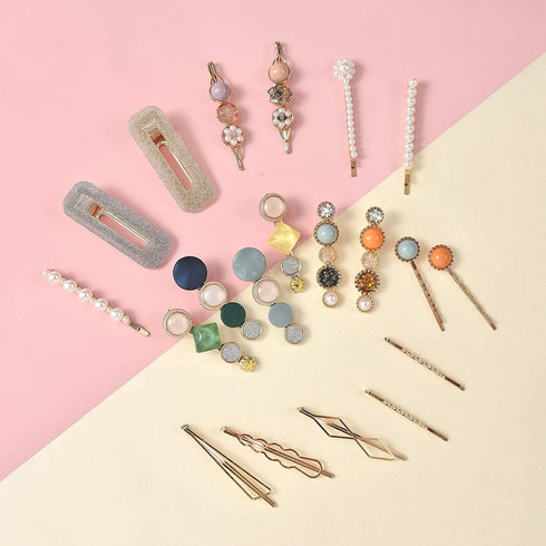 Mehayi 20 PCS Macaron Pearls Hair Clips, Handmade Cute Hair Barrettes, Elegant Gold Hair Accessories for Women Girls