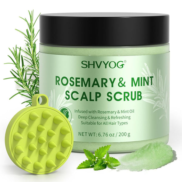 SHVYOG Rosemary Scalp Exfoliator Scrub, Hair Treatment Detox with Scalp Massager, 6.76 oz, Nourishing Hair Care