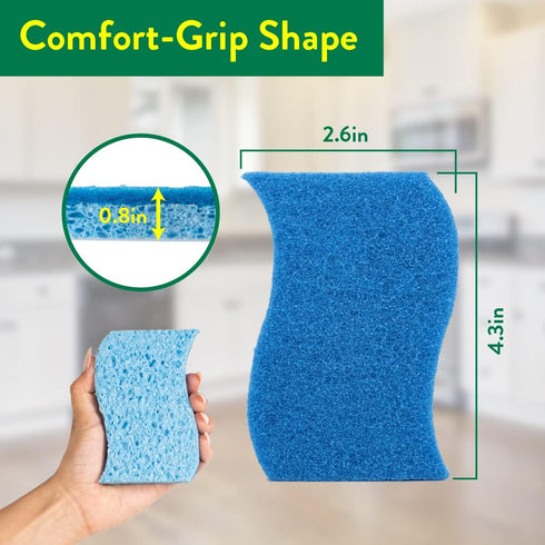 Pine-Sol 6 Pack, Non Scratch Scrub Sponges - Double Sided Dish Scrubber Safe for Nonstick Cookware - Kitchen Essentials