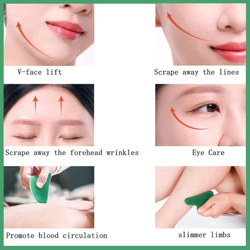 YAMHOHO Gua Sha Jade Stone Gua Sha Massage Tool, Guasha Tool for Face and Body Skin Massage. Tools for SPA Acupuncture