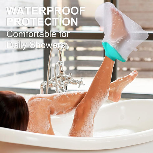 quiheat Waterproof Leg Cast Cover for Showering, Reusable Shower Sleeve for Foot After Surgery, Watertight Non-Slip