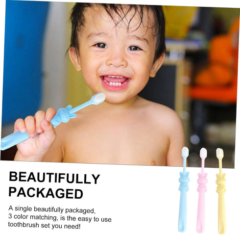 Set 3pcs PartyKindom Cartoon Tooth Brush Boys and Girls Toothbrushes Timer Manual Toothbrush for Oral Care