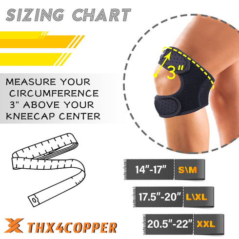 THX4COPPER Compression Dual Adjustable Patella Knee Brace - Pain Relief Support for Running, Gym, Injury Recovery