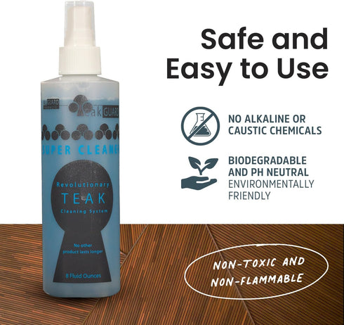 Super Cleaner, Pre-Finish Teak Cleaner & Brightener, Water-Based No Oil Teak Wood Restorer, 8 oz