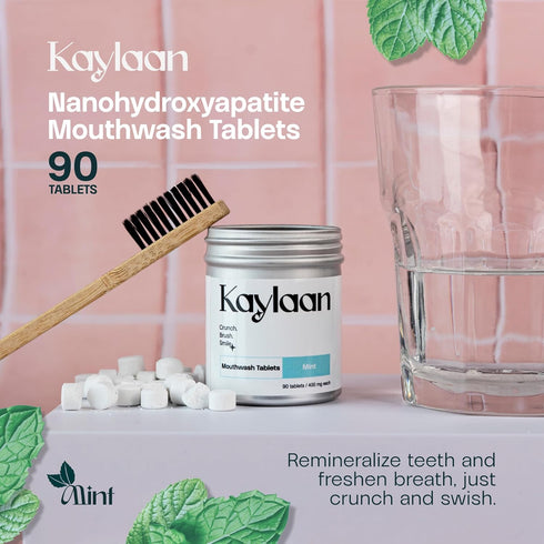 Packaging 90 Count, Mouthwash Tablets - Mint | Nano-Hydroxyapatite, Alcohol-Free, Fresh Breath & Oral Care