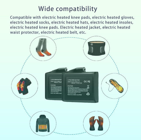 Svenirven 3500mAh 7.4V Set (2 Batteries for Heated Gloves - Rechargeable Lithium Polymer Replacement Compatible