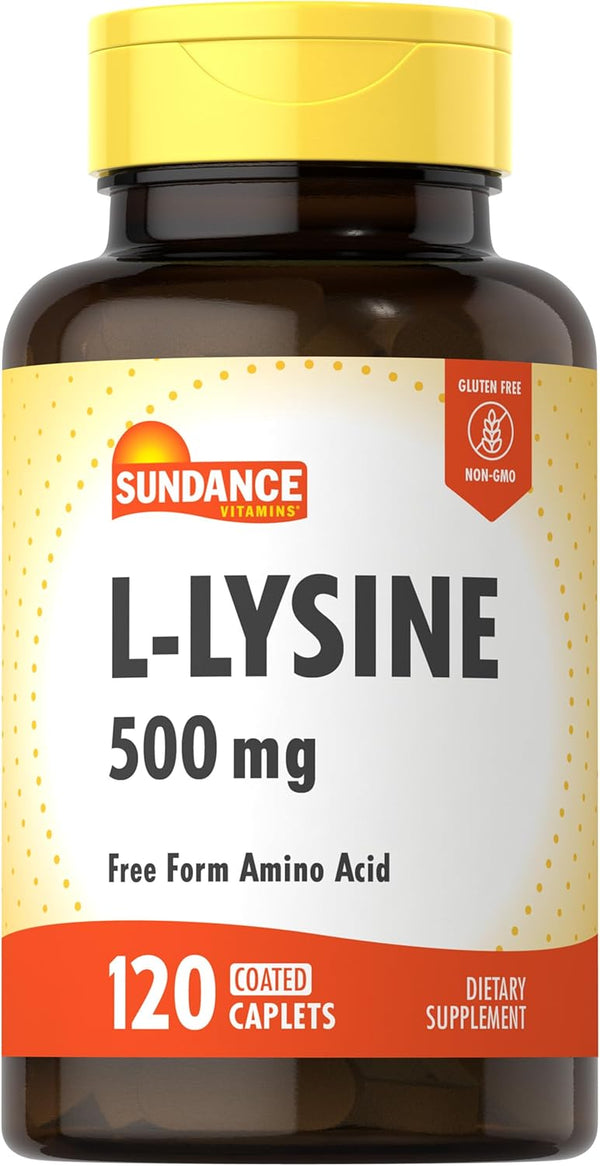 L-Lysine 500mg | 120 Caplets | Free Form Amino Acid Supplement by Sundance