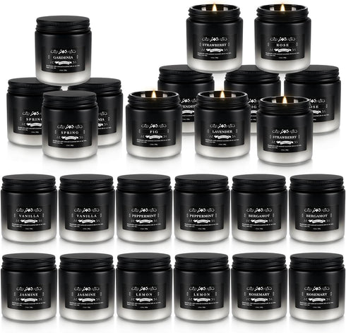 Set 24 Pack, Set Scented Candle Black&White, Candle for Home Scented, Odor Eliminating, Stress Relief, Long Lasting Soy
