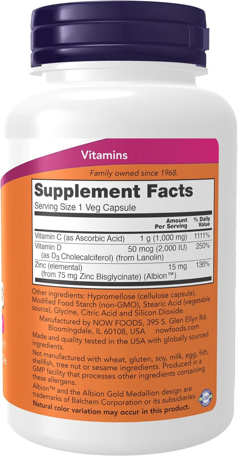 NOW C-1000 Zinc & D-3-100 Veg Capsules