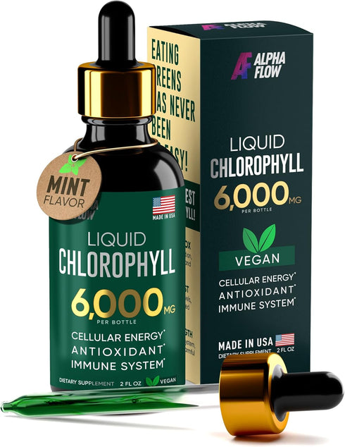 Premium Liquid Chlorophyll Supplement 6000 mg - All-in-One Antioxidant for Immune Boost, Energy & Detox