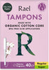 Rael Tampons, Slim Applicator with Organic Cotton Core, Multipack, Regular and Super