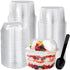 50 Pack 12oz Disposable Clear Plastic Cups, PET Dessert Cups with Lids and Spoons for Snacks and Treats