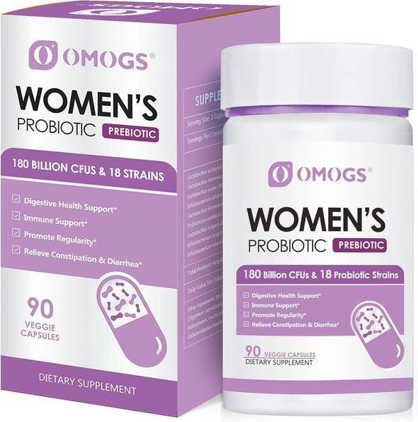 Women's Probiotic 180 Billion CFUs, 18 Strains with Organic Prebiotics, Cranberry Extract for Digestive and Urinary