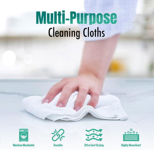 Pack 24 (14" 17" Inches) 100% ZUPERIA Terry Towels of X Cotton Terry Barmop Towels - Absorbent & Durable Bar Rags