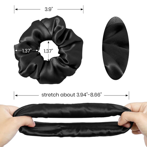 LILYSILK Silk Hair Scrunchies, 100% Mulberry Silk Hair Ties, No Damage, Elastic Holders, 1Pc, Black