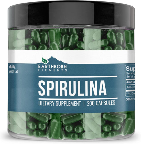 Earthborn Elements Spirulina, 200 Capsules, Pure & Undiluted, No Additives