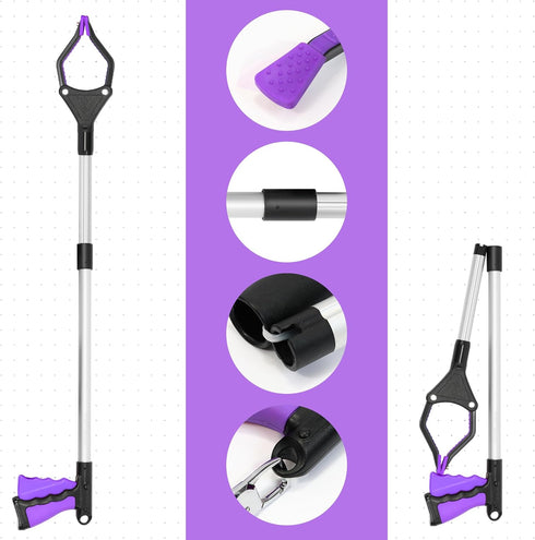 32 inch GrabRunner Folding Reacher Tool with Magnet (Purple)