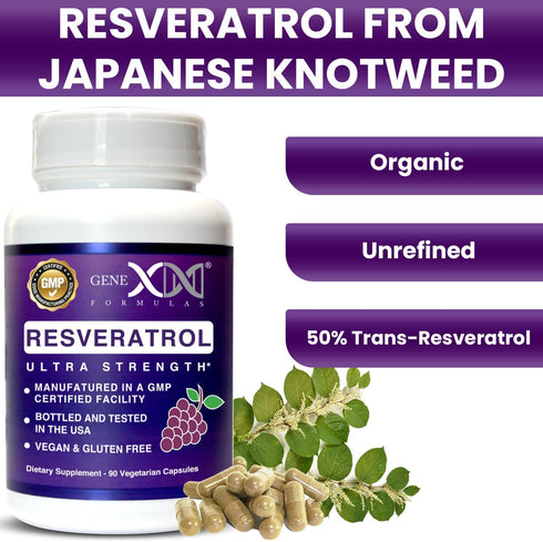 GENEX Resveratrol Supplement Japanese Knotweed 1500mg, Organic Trans-Resveratrol Capsules with BioPerine for Absorption, Gluten-Free, Vegan Supplement for Healthy Aging 90 Capsules