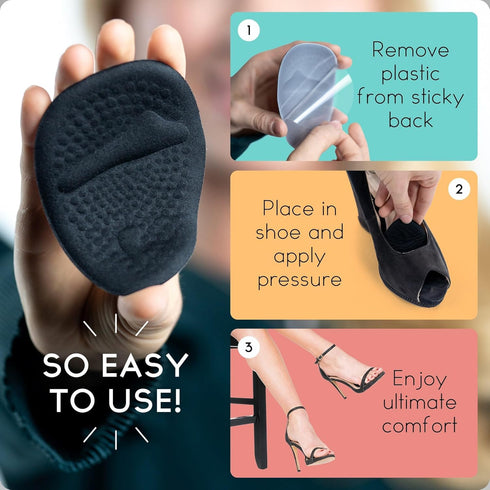 Metatarsal Pads for Women, Heel Inserts, Ball of Foot Cushions (2 Pairs) for All Day Pain Relief and Comfort