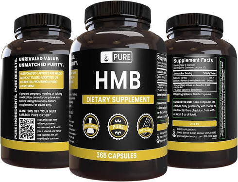 Pure Original Ingredients HMB - 365 Capsules, No Fillers, Always Pure, Lab Verified