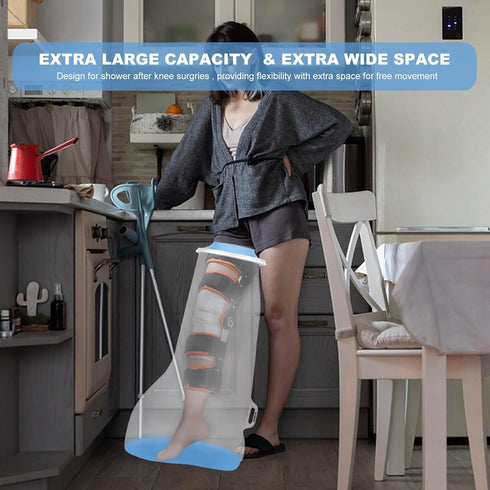 Immobilizer/Brace, YUNCHI Upgraded Extra Wide Full Leg Cast Cover for Shower after Knee Surgeries with Non-Slip Bottom
