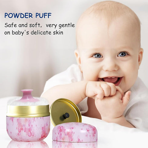 Body Powder Puff and Container for Dusting Powder, Women s Travel Powder Puff (Sakura)