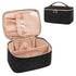 OCHEAL Portable Cosmetic Bag, Large Capacity Travel Makeup Case Organizer, Rhombus Black Toiletry Bag for Girls