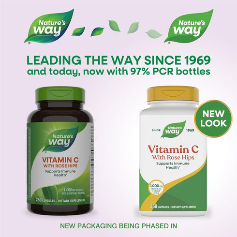 Immune 1,000 2-Capsule 250 (Packaging Nature's Way Vitamin C with Rose Hips, Antioxidant & Function Support from